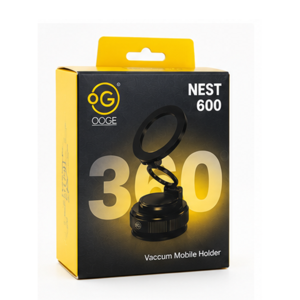OOGE Nest 600 Vacuum Magnetic Mobile Holder – 360° Rotating Strong Suction Phone Mount