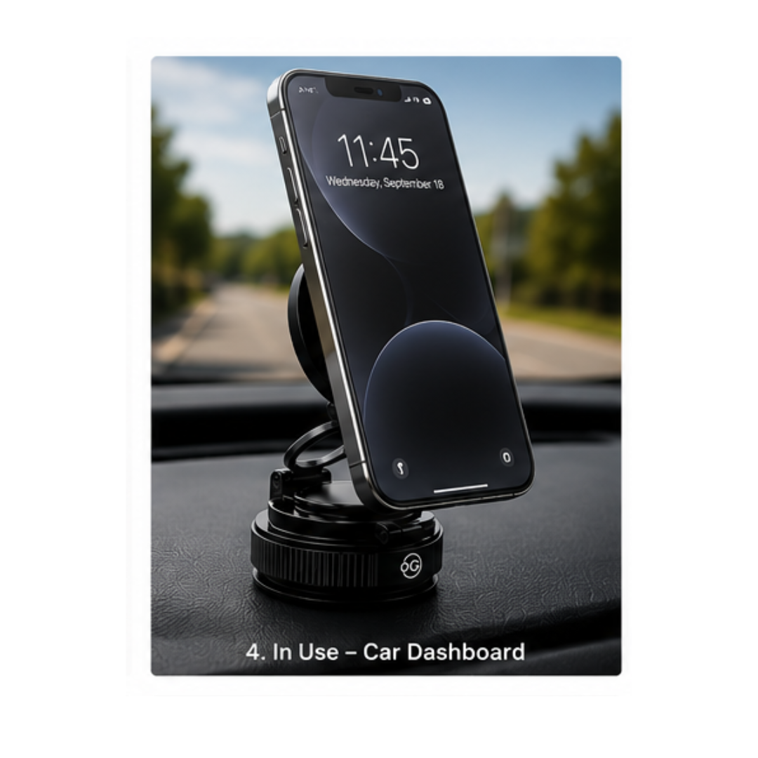 OOGE Nest 600 Vacuum Magnetic Mobile Holder – 360° Rotating Strong Suction Phone Mount